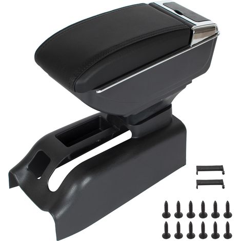 Reposabrazos para VW Golf IV 97-06 con compartimento de almacenamiento, cuero ecológico negro + kit de instalación. (1/2)