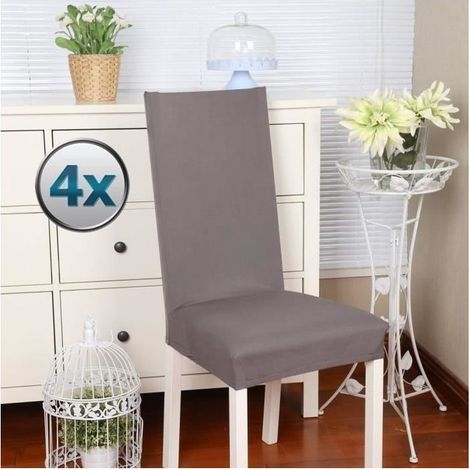 Housse de chaise - Décor - Lot de 4 - Élastique - Extensible - Antidérapante (1/4)