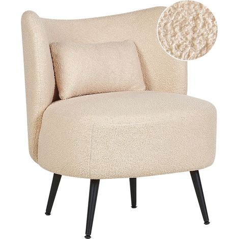 Poltrona da salotto con schienale curvo boucle beige Otsby