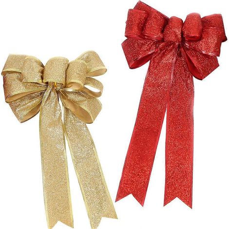 Nœuds papillon décoratifs de grande taille pour sapin de Noël (1 paire) (1/5)