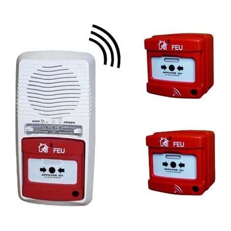 Alarme incendie type 4 radio – 2 déclencheurs manuels – Coffret à pile 9V – Portée 100m – Installation rapide sans câbles – Jod1 (1/4)