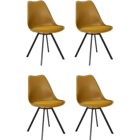 Lot de 4 Chaises Avec Coussin "Atome" 82cm Jaune (1/5)