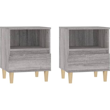 Juego de 2 mesitas de noche con cajón y compartimento abierto 40 x 35 x 50 cm madera de ingeniería gris DEC035691
