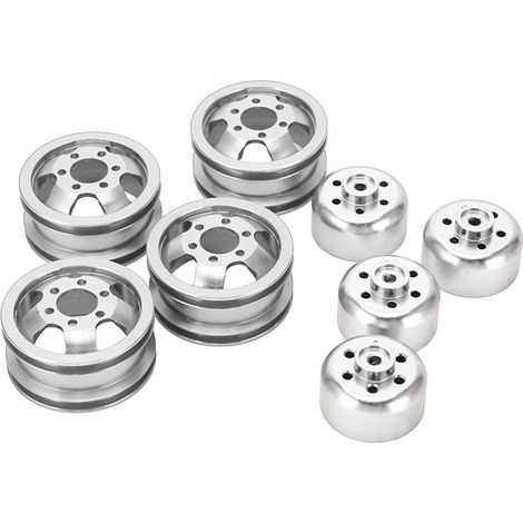 Jante en alliage léger 1/16 pour WPL, compatible modèles RC C14, C24, B14, B24, B16, B36, Fj40 - Finition argentée (1/5)