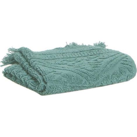 Drap de Douche 100% Coton Absorbant avec Franges Serviette de Bain Vert-de-Gris 70 x 140 cm - PANGIVO (1/3)