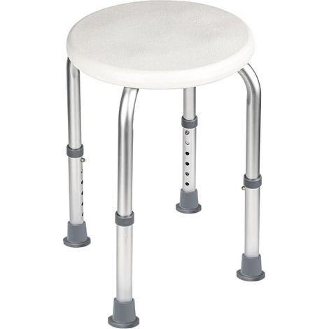 Runder Duschhocker – Verstellbar, Belastbarkeit 136 kg, Aluminium und PE, rutschfest (1/5)