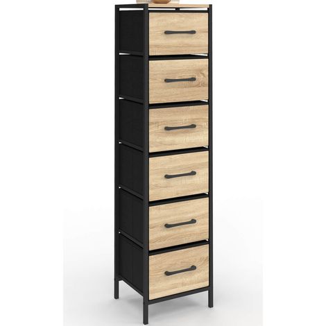 Mobile ausiliario a 6 cassetti UTAH 30 cm, cassettiera, mobile contenitore in stile industriale (1/5)