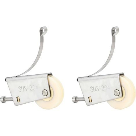 Lot de 2 roulettes en acier inoxydable pour porte-fenêtre coulissante, comprenant les roulettes supérieures, étanches, à noyau concave en cuivre. (1/5)