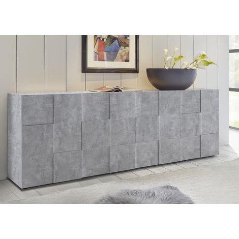 Buffet/bahut moderne 4 portes gris béton Milenor (1/5)
