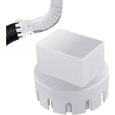 Adaptateur de gouttière – Raccord carré vers rond avec rallonge extérieure pour évacuation des eaux pluviales, compatible avec tuyaux PVC de 3 ou 4 pouces (1/5)
