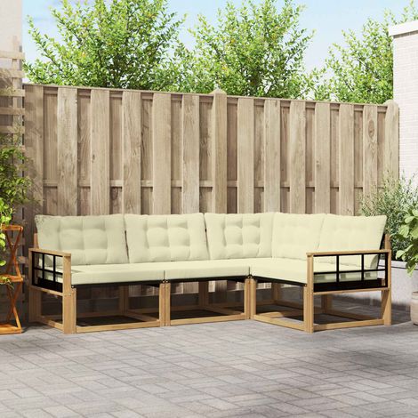 vidaXL Outdoor Sofa Set with Cushion 4 pcs White and Cream