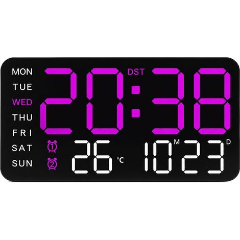 Horloge murale numérique sans cadre, multifonctionnelle, à suspendre ou à poser, affichage LED, lampe à poudre de style nordique en forme de coquillage noir (1/5)