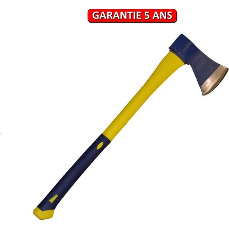 Hachette bûcheron 70 cm – Manche fibre 65 MN – Poids 2.3 kg – Forgée à chaud, trempée, finition peinture bleu – Outils Perrin