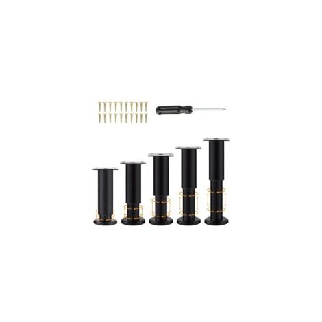 Juego de 5 patas ajustables negras para muebles (18-30 cm), patas de soporte para sofá con 20 tornillos y 1 destornillador, instalación universal sin taladro - Crezuo (1/4)