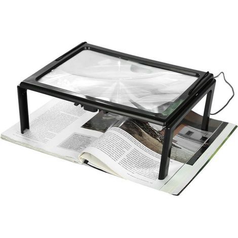 Loupe LED journal pliable ultra mince A4 pleine page loupe loupe lecture loupe loupe avec 3x 4 ampoules LED pour la lecture pour le tricot (1/5)