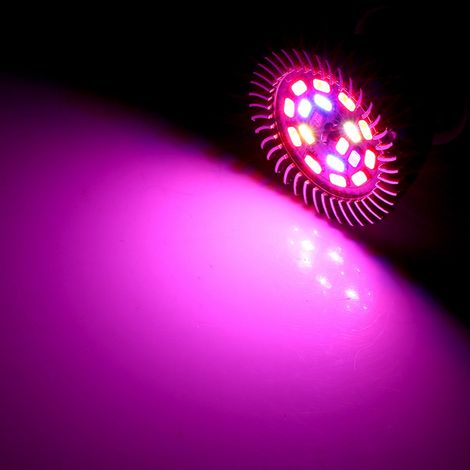 Ampoule LED Grow Light Full Spectrum E27 18W 18 LED pour Plantes et Jardins Hydroponiques (1/5)