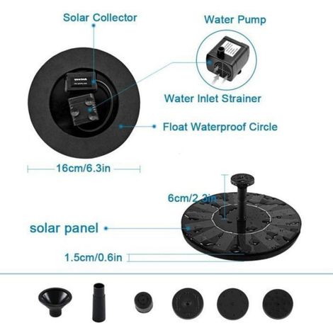 2 fontaines solaires flottantes 1,4W, pour jardin, bassin, étang (1/4)