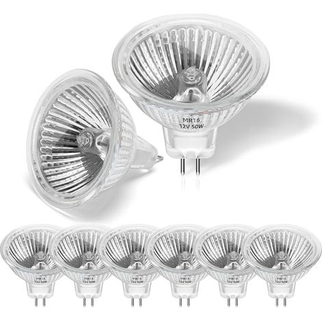 Ampoule Halogene 50w 12v MR16, Spot Halogene GU5.3 Blanc Chaud 2700K, 2 Broches Ampoules Halogène Couvercle en Verre Plafonnier, Eclairage Sur Rail Encastré (1/4)
