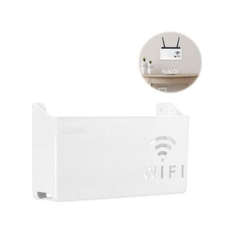 Boîte de Rangement Murale pour Routeur WiFi des CâBles, Support Mural, WiFi Support Box, Blanc Décoratif Flottant Rack, Étagère Flottante, pour Le Bureau à Domiciler Décor Murale (1/5)