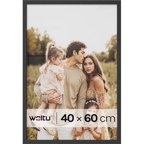 Cadre Photo 40x60 cm WOLTU, Cadre pour Photo en Bois MDF, Décoration Murale ou sur Table, Noir