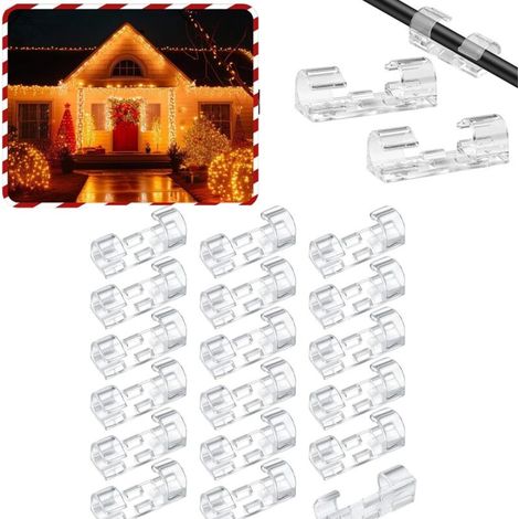 Lot de 100 clips de câble transparents, support de câble auto-adhésif solide, pinces d'organisateur de gestion de cordon en plastique durables pour la maison et le bureau (transparent) (1/5)