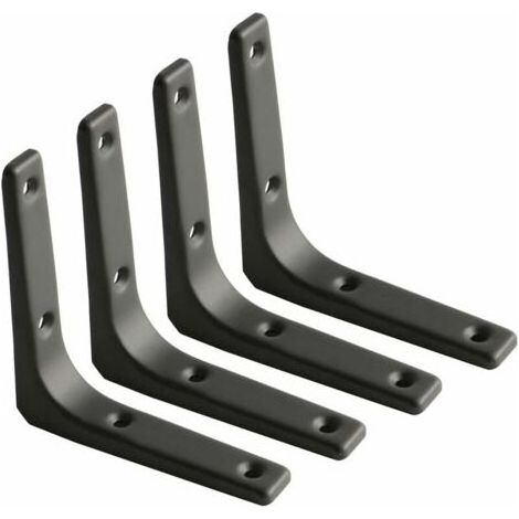 Équerre Étagère Murale, Équerre Métal Mat Noir, Support Étagère Métal pour Déco Cusine, Équerre Charge Lourde, 100mm100mm, 4pcs (1/4)