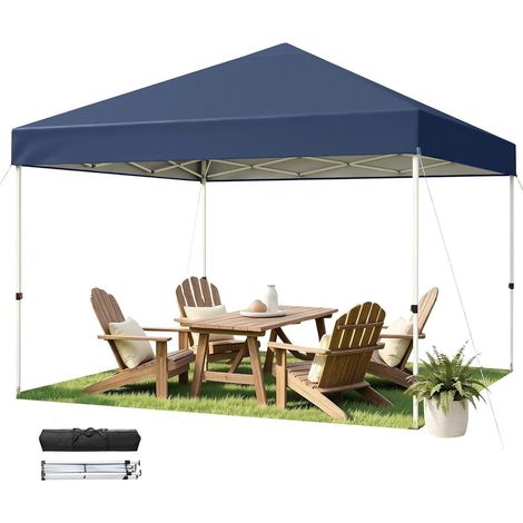 Faltpavillon 3x3m wasserdicht UV50+ höhenverstellbar blau mit Tragetasche (1/5)