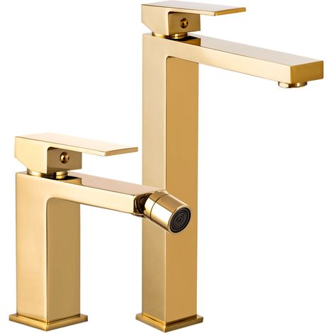 ENSEMBLE DE ROBINETS D'ÉVIER À HAUTE TENEUR EN OR+BIDET (1/5)