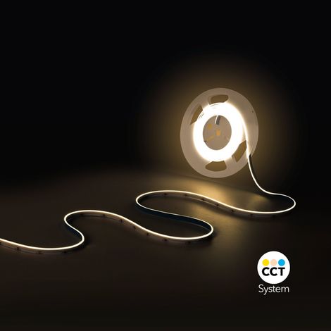 Ruban LED COB CCT 24V DC - Emission latérale - 12W/m - 10mm -