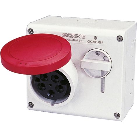 poly pool - presa da parete con dispositivo di blocco 16 a 3p+n+t ip44 rossa