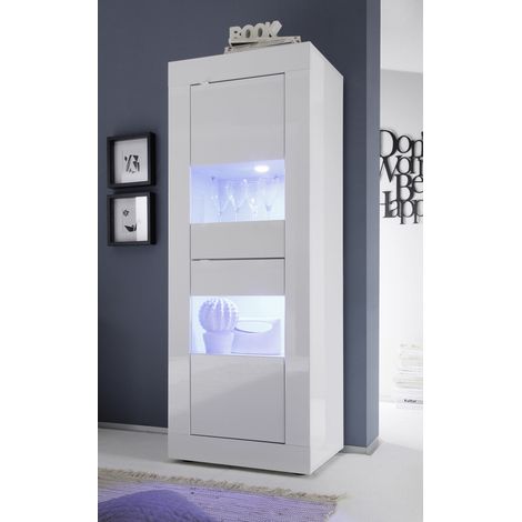 Vitrine moderne 61 cm laquée blanc brillant Agathe (1/3)