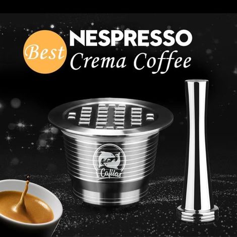 iCafilas Inoxydable En Métal Réutilisable Nespresso Capsule avec Presse Marc de Café Sabotage Inoxydable cafetiere expresso Panier (1/4)