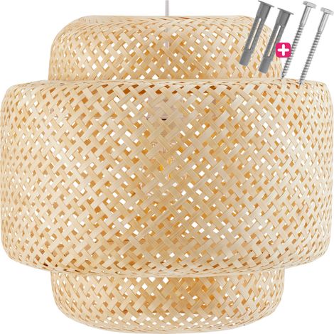 Plafonnier en bambou et acier de style bohème 40W abat-jour élégant (1/5)