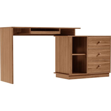 Escritorio multifunción extensible con cajón para teclado y 3 cajones MDF nogal 110 x 40 x 75,5 cm (1/5)