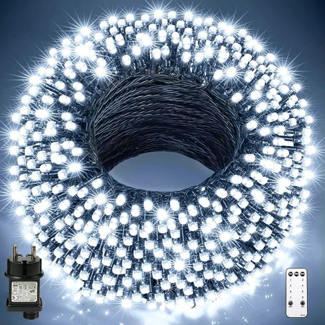 100M Guirlande Lumineuse Exterieure 800 LED Guirlandes Lumières de Noël Extérieur Intérieur 8 Modes d'éclairage Décoration Étanche pour Arbre Mariage Anniversaire Chambre Blanc Chaud