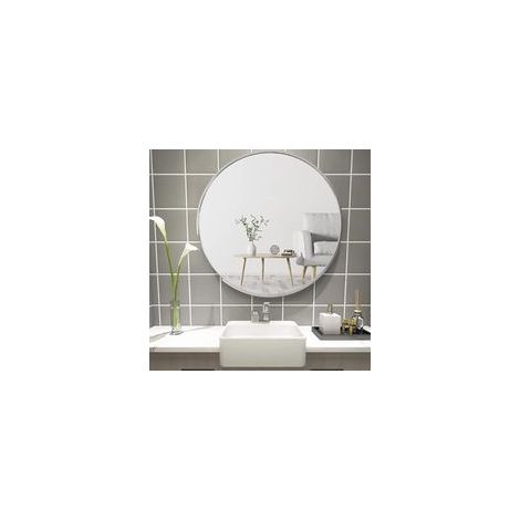Miroir Mural Suspendu, Miroir Rond en Verre HD pour décorer, Salle de Bain, Salon Chambre ,50x50cm
