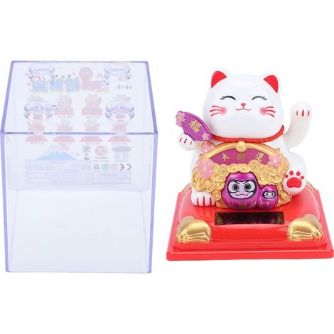 Figurine Chat porte-bonheur à bras mobile solaire avec détecteur lumineux pour maison, voiture et cadeaux couleur violet (1/5)