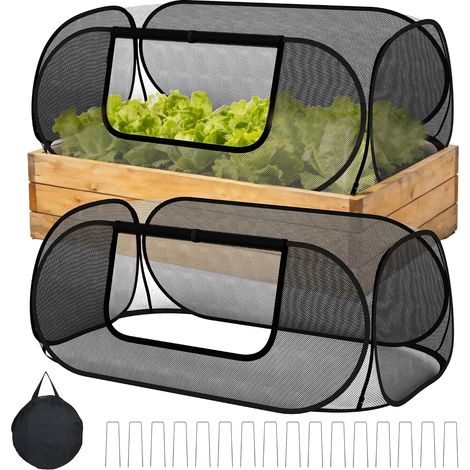 pièces - Couverture pour potager surélevé - 115 x 55 x 45 cm - Cage en filet pliable - Toile d'ombrage 30 % - Avec 16 piquets - Protège les plantes contre les oiseaux et les insectes nuisibles (1/5)