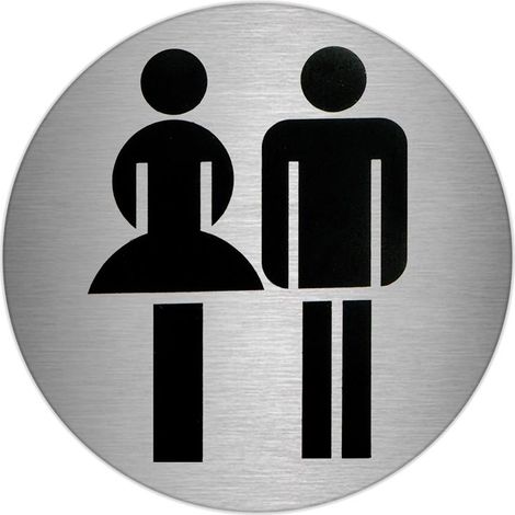 Plaque Adhésive Salle de Bain "Femme/Homme" Acier Inoxydable Ø 7 cm. (1/3)