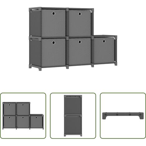 Rangement maison - Étagère d'affichage 5 cubes et boîtes Gris 103x30x72,5 cm Tissu (1/5)