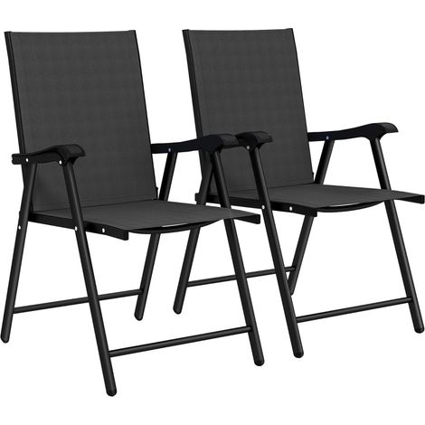 Set di 2 sedie da giardino pieghevoli 58x62x97 cm in acciaio nero, salvaspazio – MEUBLIV (1/5)