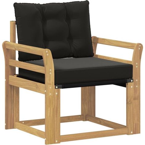 Le canapé d'extérieur est fabriqué en bois d'acacia massif et en tissu Teslin blanc. (1/5)
