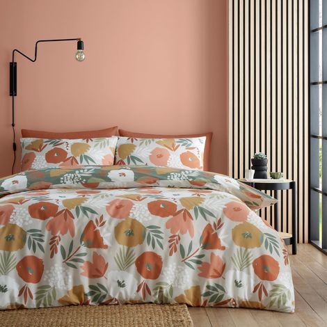 Housse de Couette Art Abstrait Vert et Naturel Lit Simple 140 x 200 cm Design réversible 2 Couleurs Facile d'entretien et Lavable Housse de Couette Fleur Peinture Pinceau (1/3)