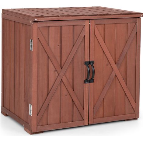 2.5 x 2 Feet Outdoor Wooden Storage Cabinet with Double Doors-Brown (1/5)