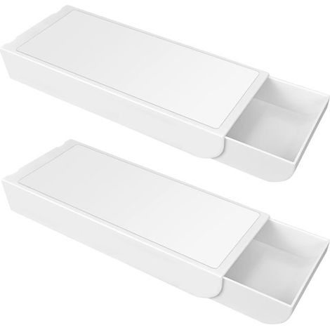 2 cajones autoadhesivos para debajo del escritorio: caja de almacenamiento oculta para la oficina, la cocina y el espacio de trabajo. (1/5)
