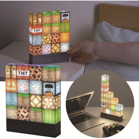 Lampe Bloc de Construction Minecraft - , Lampe de Nuit à Blocs, Cadeaux pour Garçons, Accessoires & Décor de Chambre de Gamer