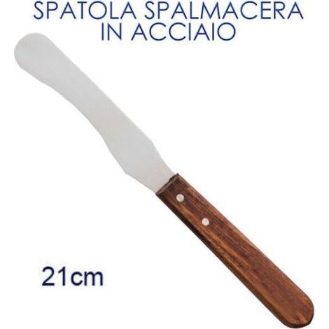 TrAdE Shop Traesio - Spatola Stendicera Dritta Inox Con Manico Legno Estetista Professionale -