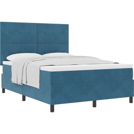 Maison Exclusive - Letto a molle con materasso Blu Scuro 140 x 190 cm Velluto