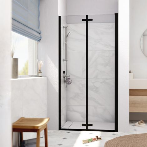 Swiss Aqua Technologies SK Porta doccia pieghevole a soffietto anticalcare 100x196cm con profilo nero opaco (SATSK100NIKAC) (1/5)