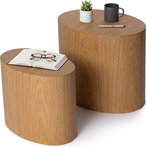Dmora - Set di 2 tavolini da salotto Turbigo, Tavolo basso da caffè, Portariviste per divano, Ripiano da soggiorno, 34x40 h49 cm, Quercia